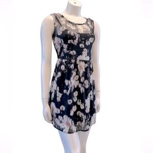DEBOP pretty floral dress. Tank dress underneath with attached lace overlay.